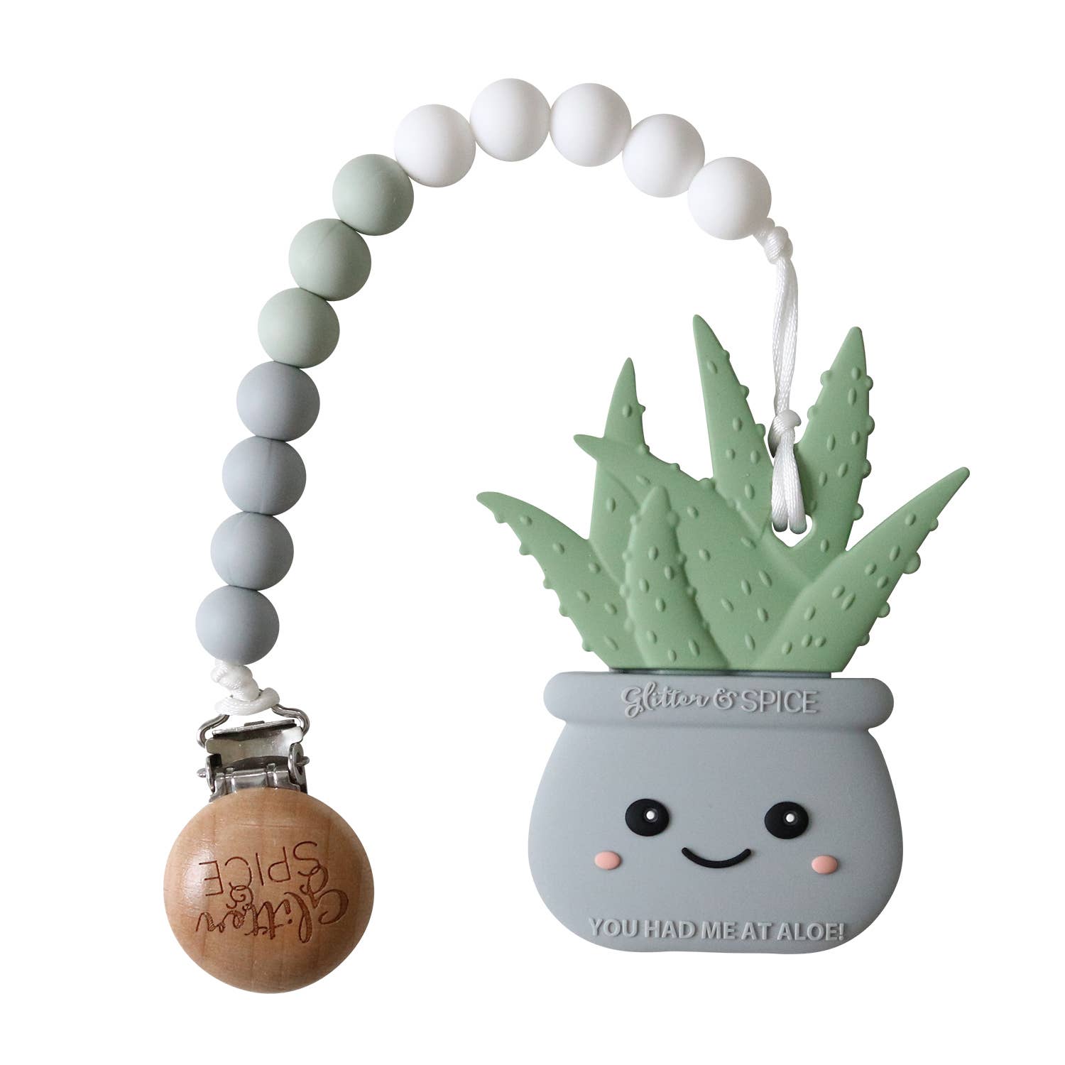 Glitter & Spice - Aloe Plant Teether - Stone Gray