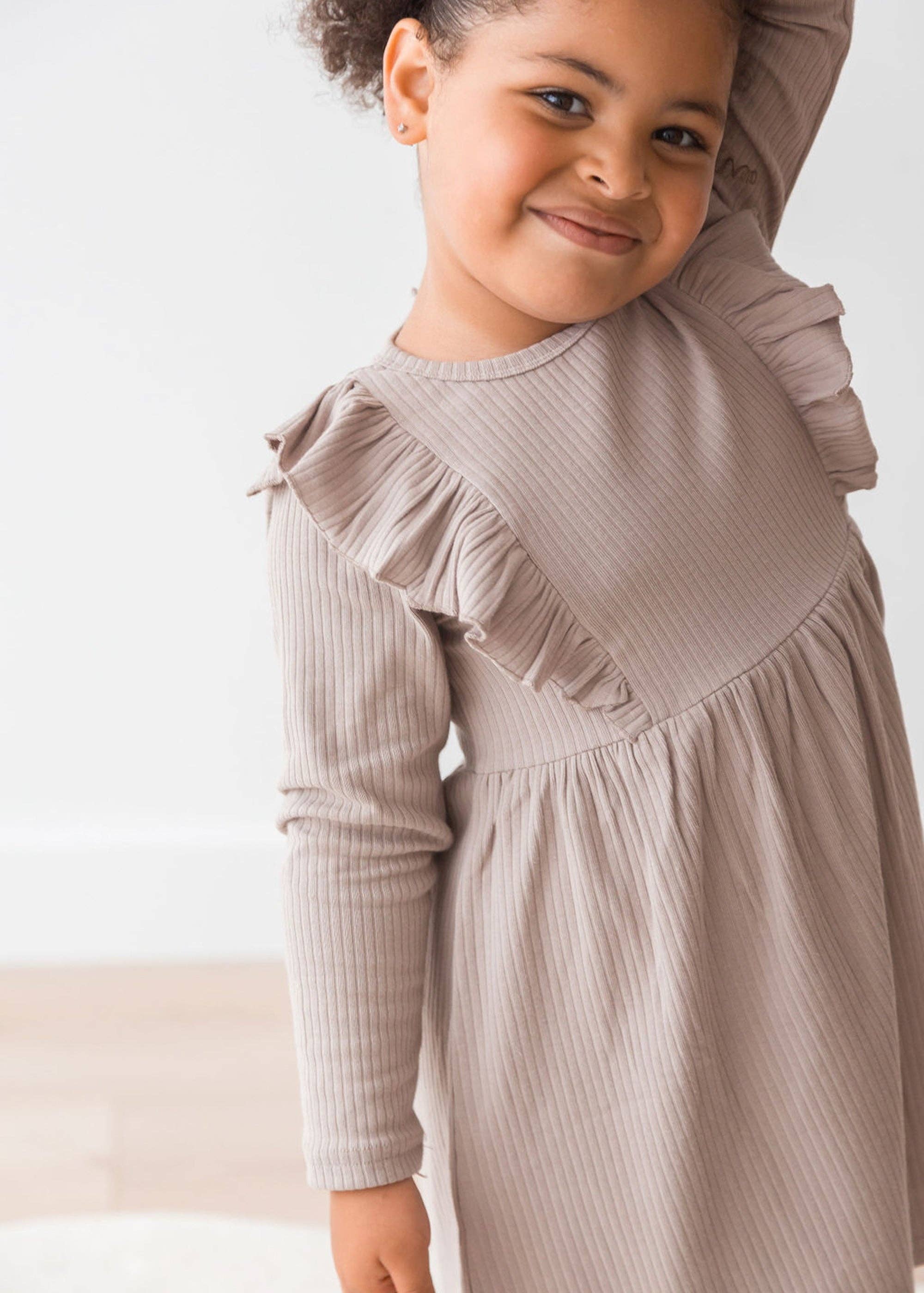 Mila & Co. - Ribbed Flutter Dress | Mushroom