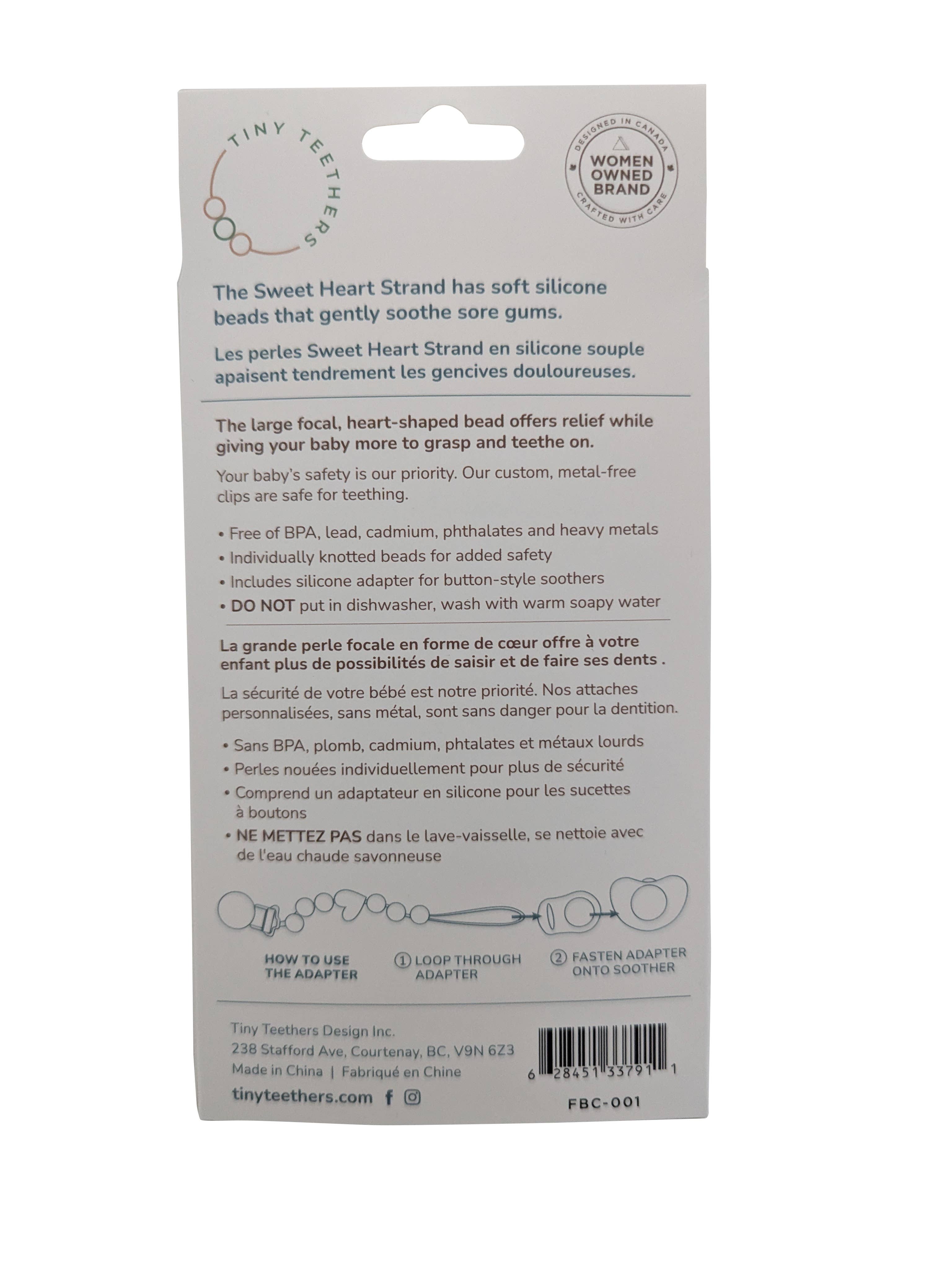 Tiny Teethers - Sweet Heart Strand Pacifier Clip