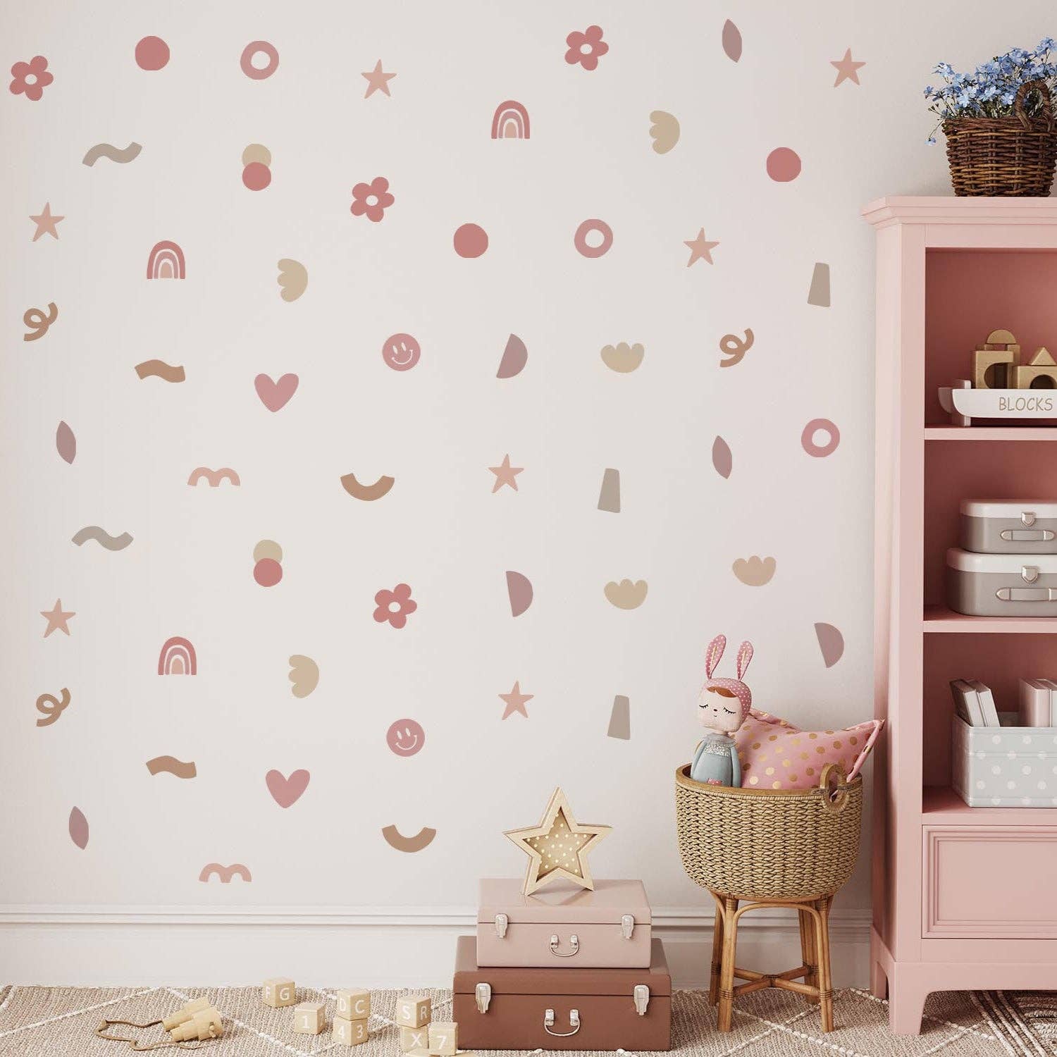 Cherrypick - Peel & Stick Fabric Wall Stickers - Abstract Shapes (Girly)