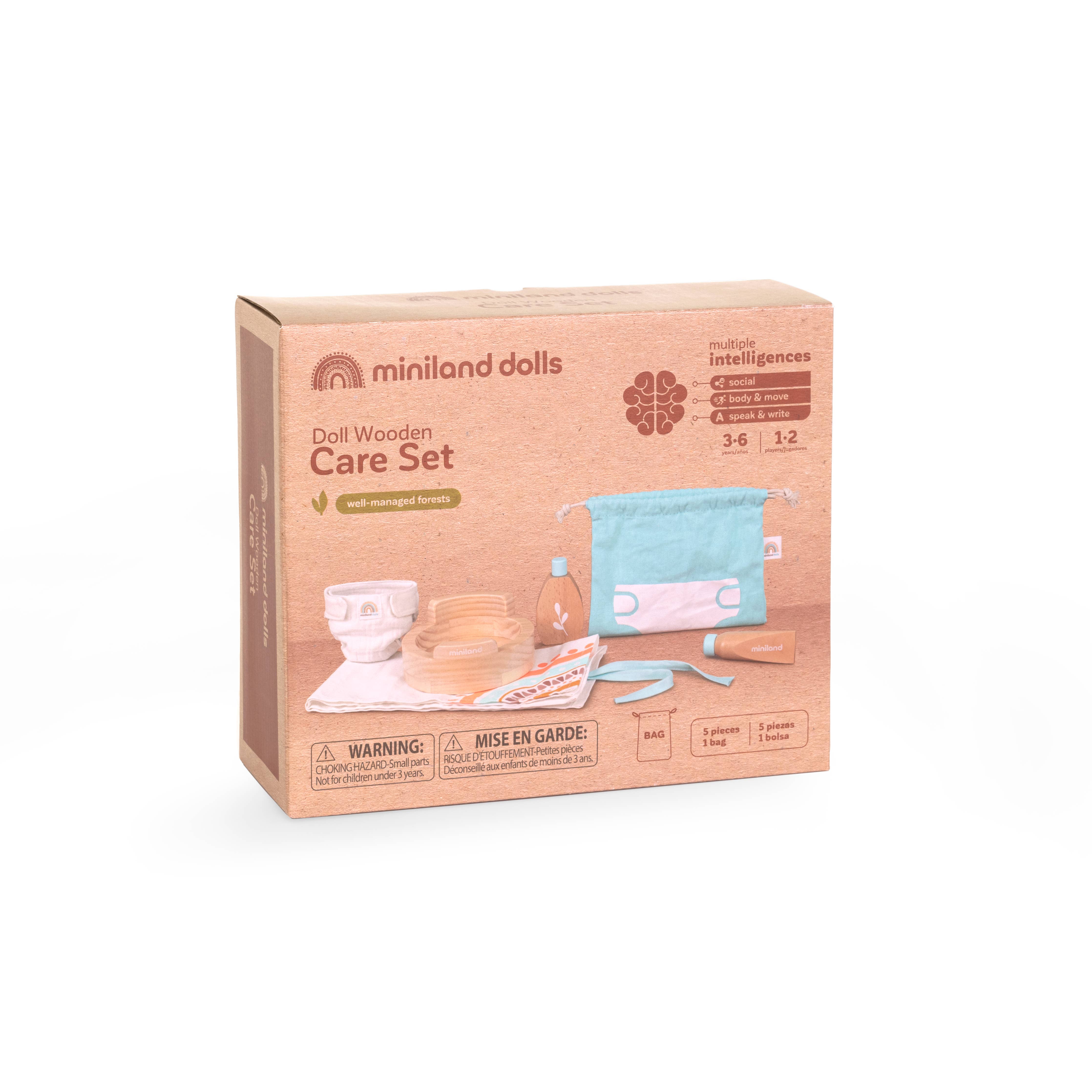 Miniland Educational - Doll Wooden Care Set