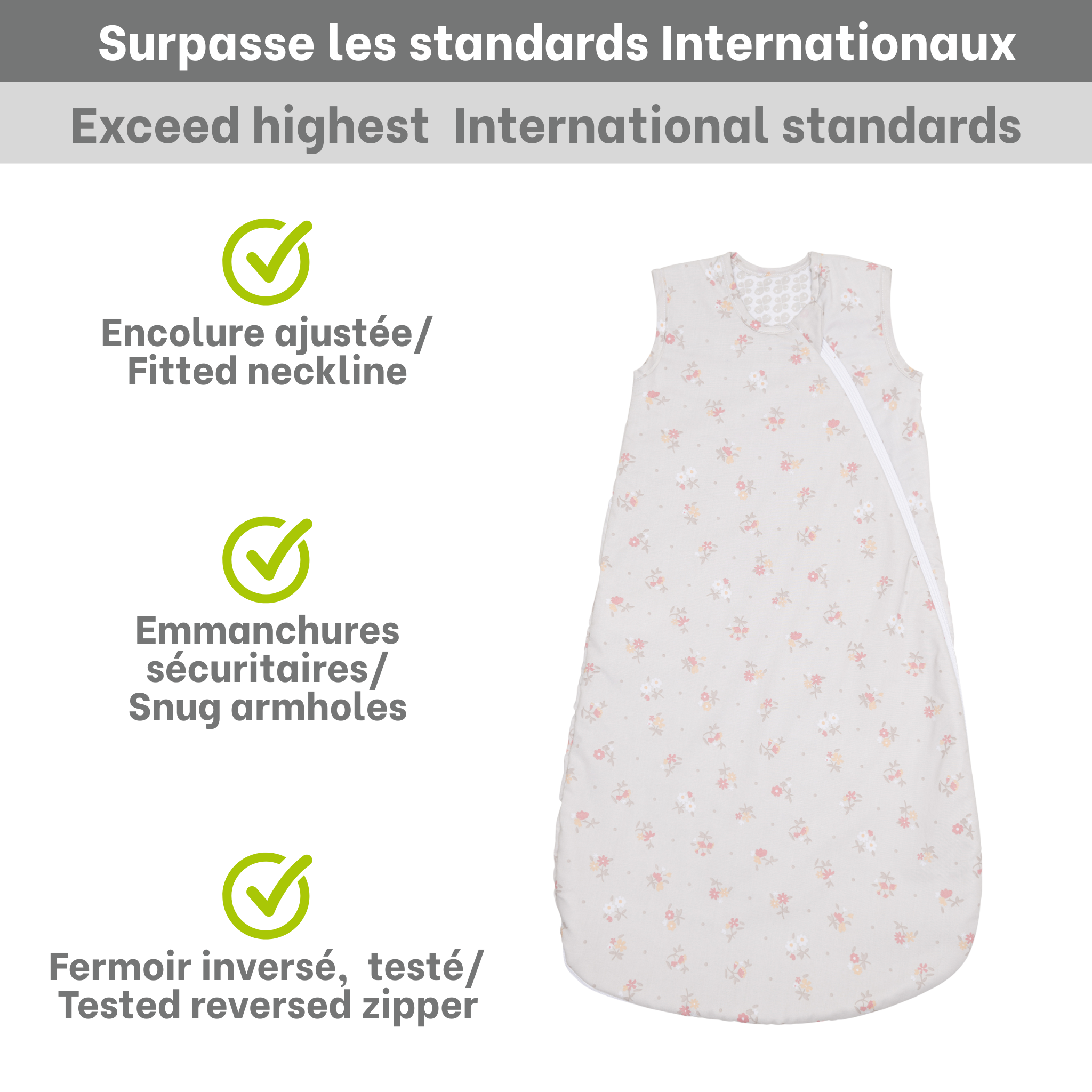 Perlimpinpin - Woven cotton sleep sack - Flowers (2.0 togs)