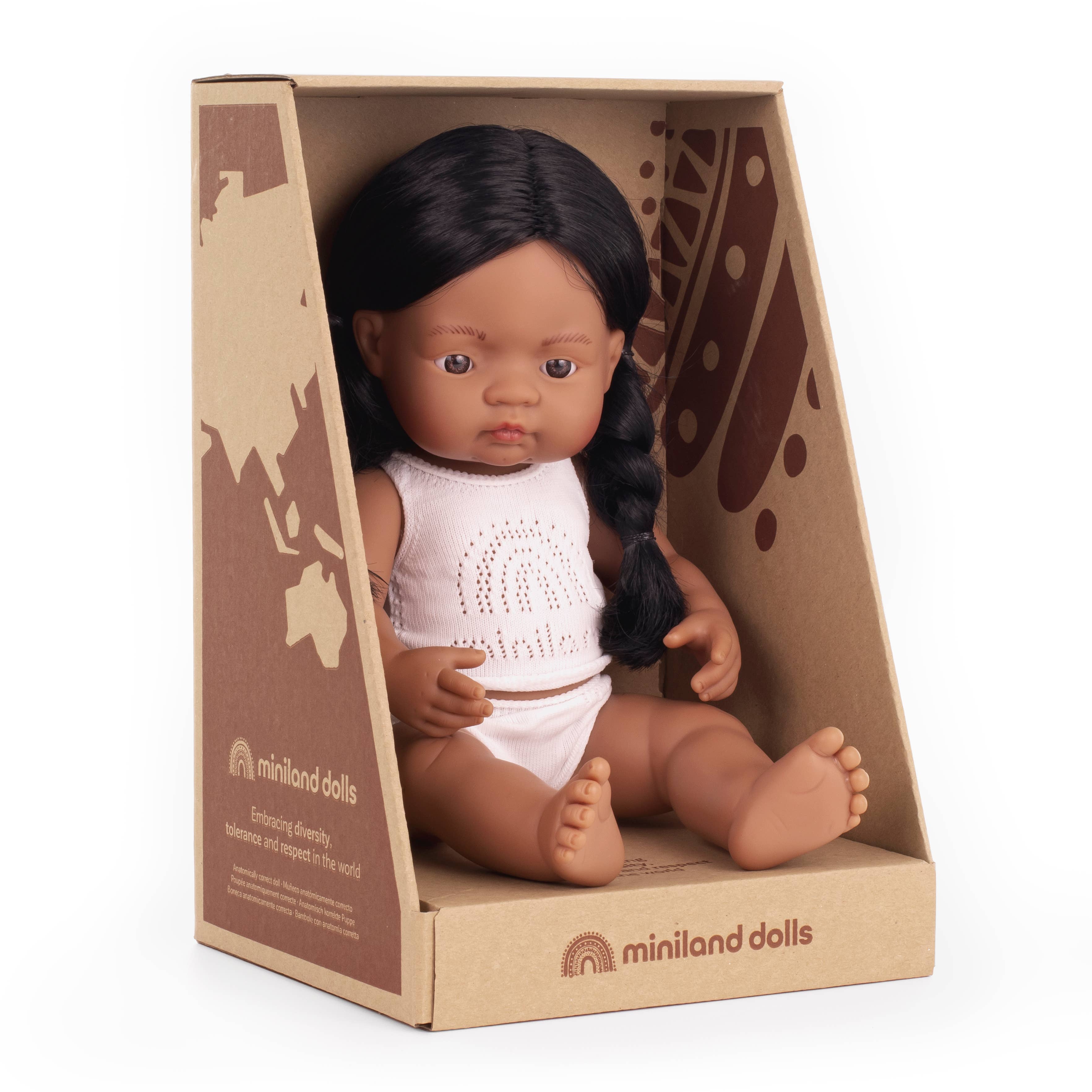 Miniland Educational - Baby Doll Native American Girl 15'' inch (box)