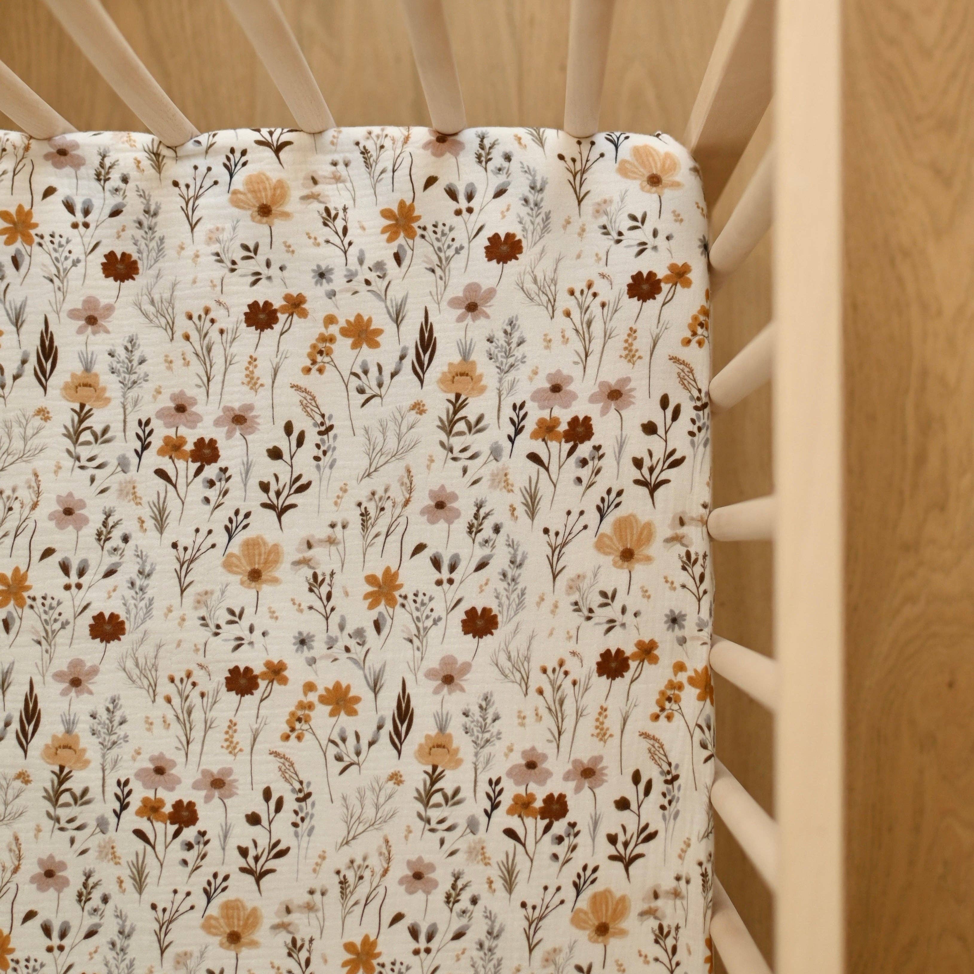 Minika - Crepe standard crib sheet - Wildflowers