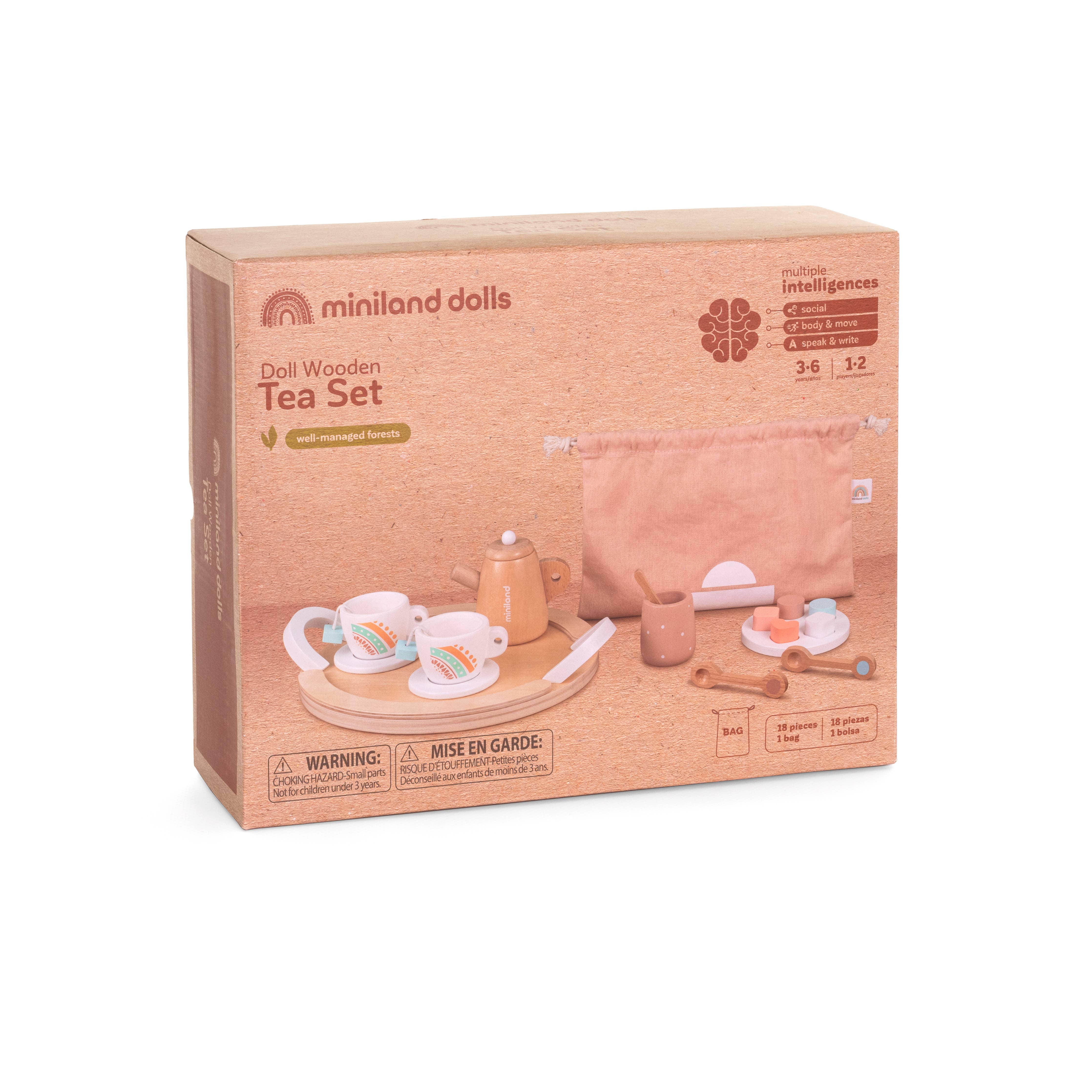 Miniland Educational - Doll Wooden Tea Set