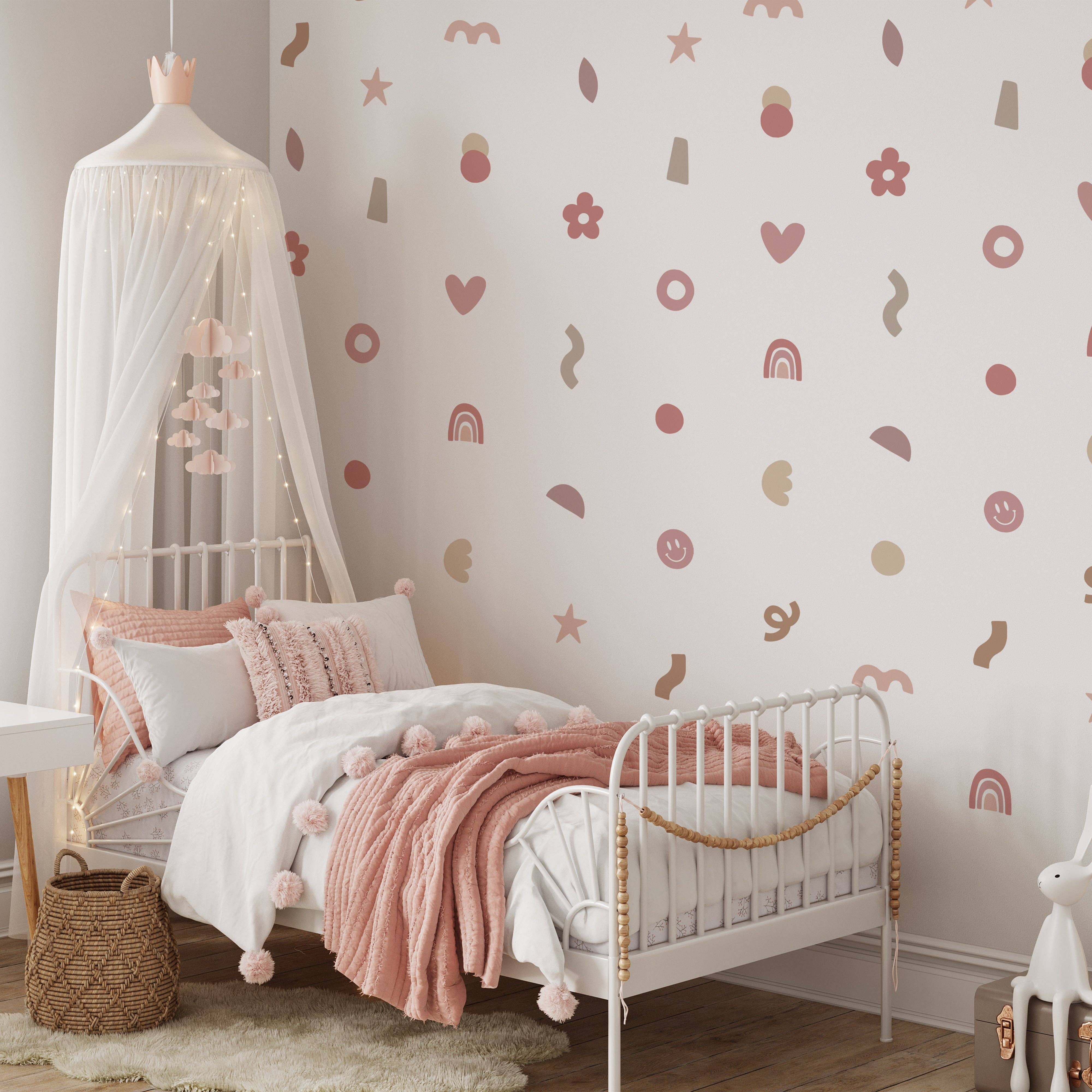 Cherrypick - Peel & Stick Fabric Wall Stickers - Abstract Shapes (Girly)