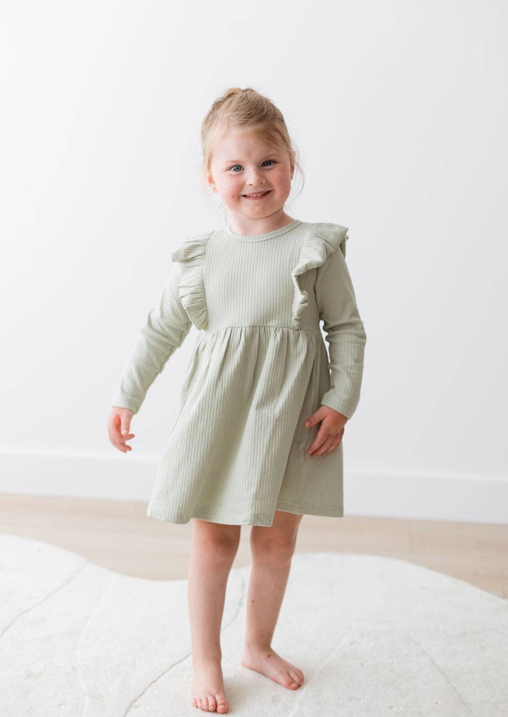 Mila & Co. - Ribbed Flutter Dress | Pistachio