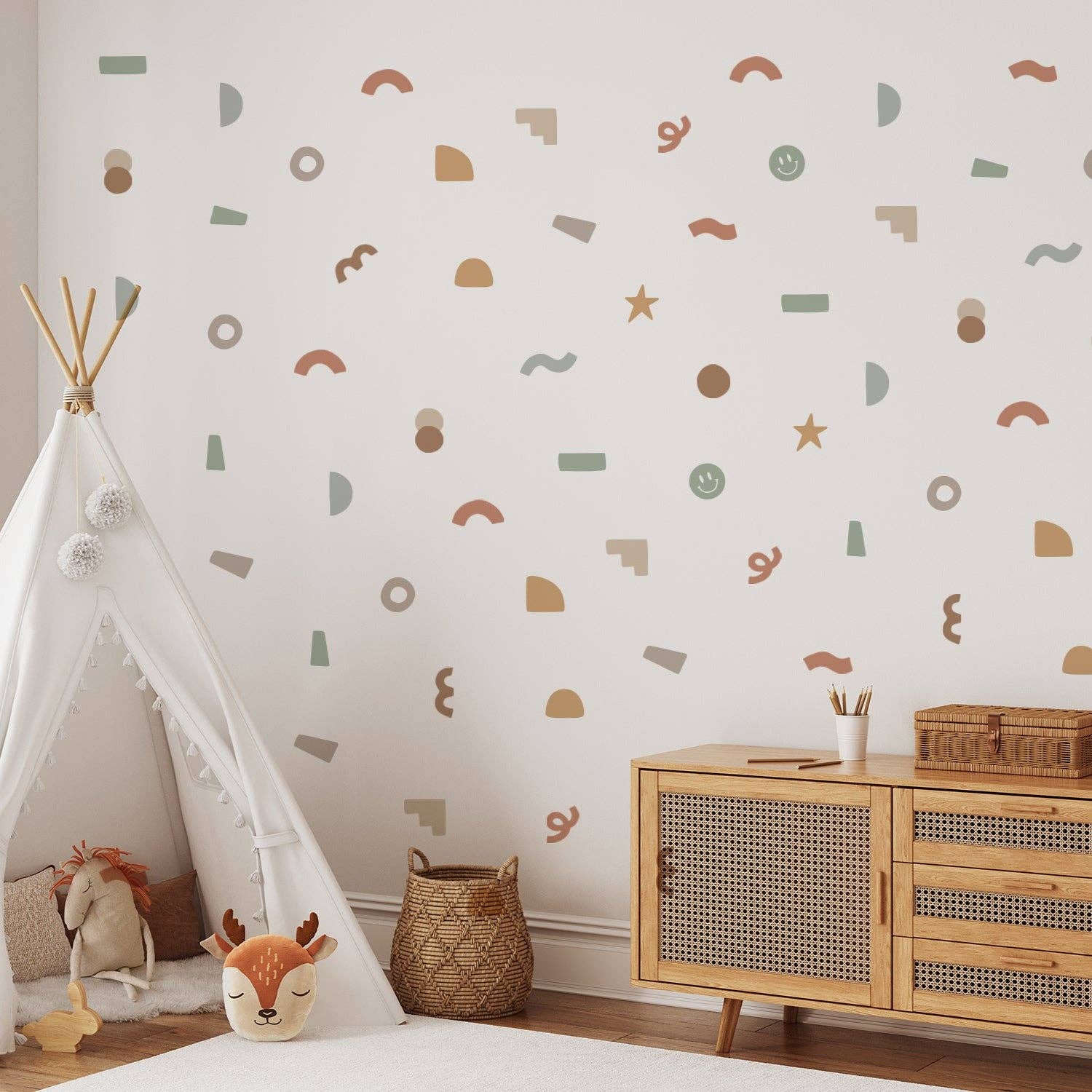Cherrypick - Peel & Stick Fabric Wall Stickers - Abstract Shapes (Earthy)