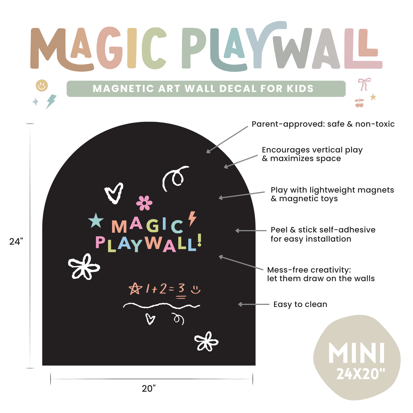 Cherrypick - MINI Magic Playwall - Arch Magnetic Art Wall Decal for Small Spaces