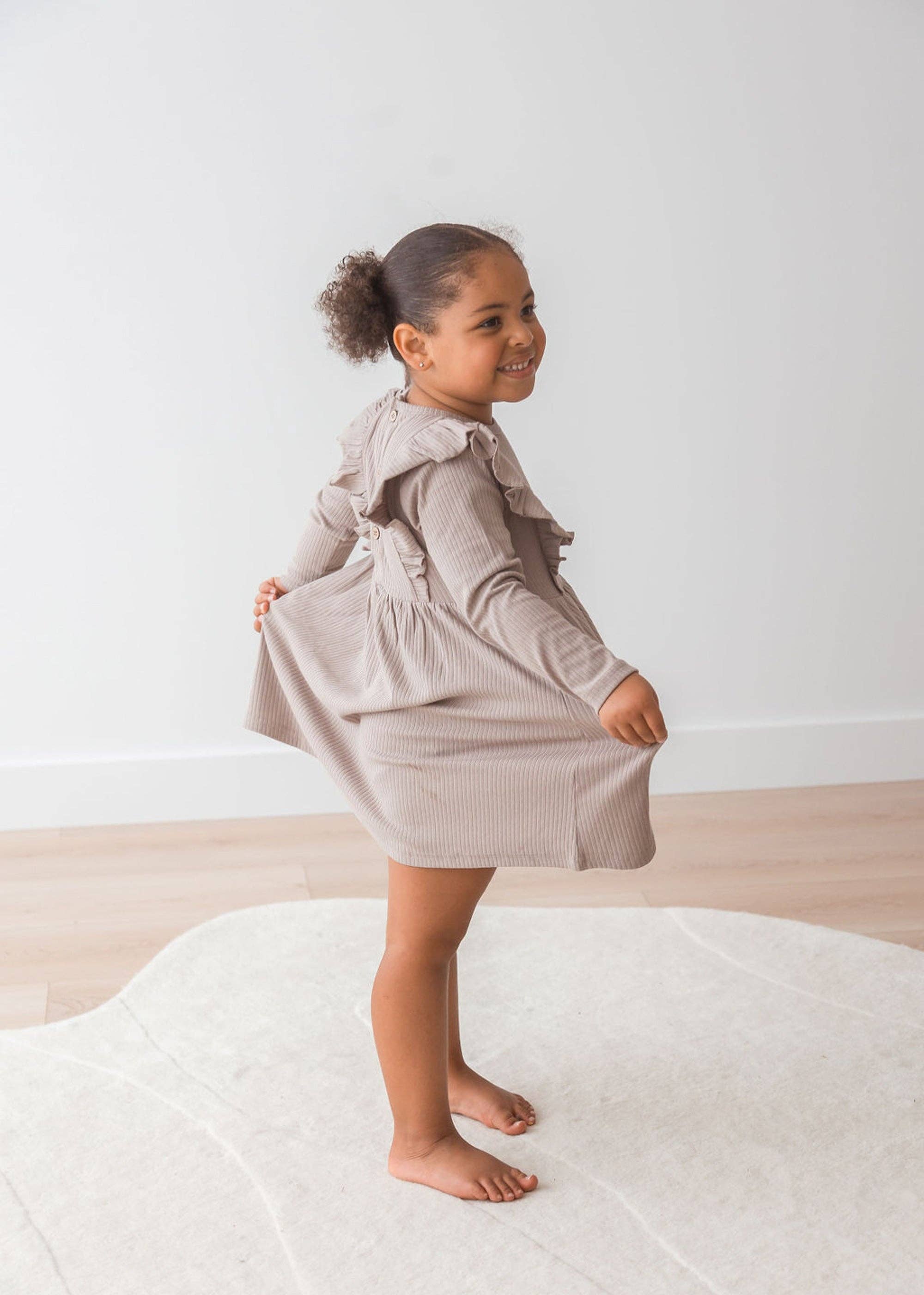 Mila & Co. - Ribbed Flutter Dress | Mushroom