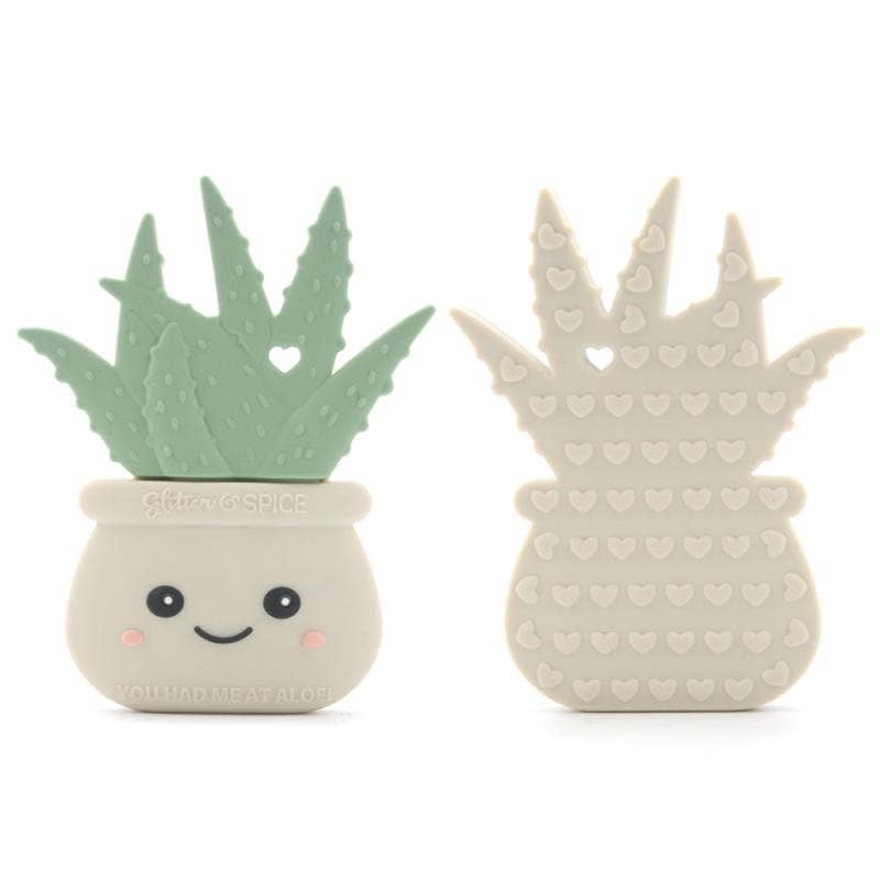 Glitter & Spice - Aloe Plant Teether - Sandy Gray