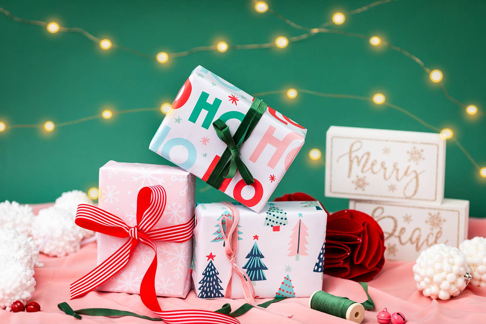 Ofelia & Co. - Ho Ho Ho Gift Wrapping Paper Rolls - 3 Pack Christmas Wrap