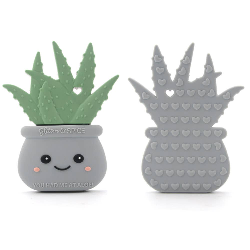 Glitter & Spice - Aloe Plant Teether - Stone Gray
