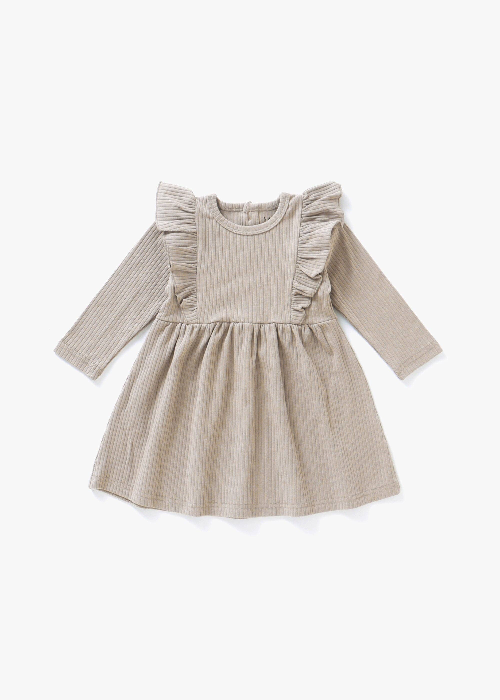Mila & Co. - Ribbed Flutter Dress | Mushroom