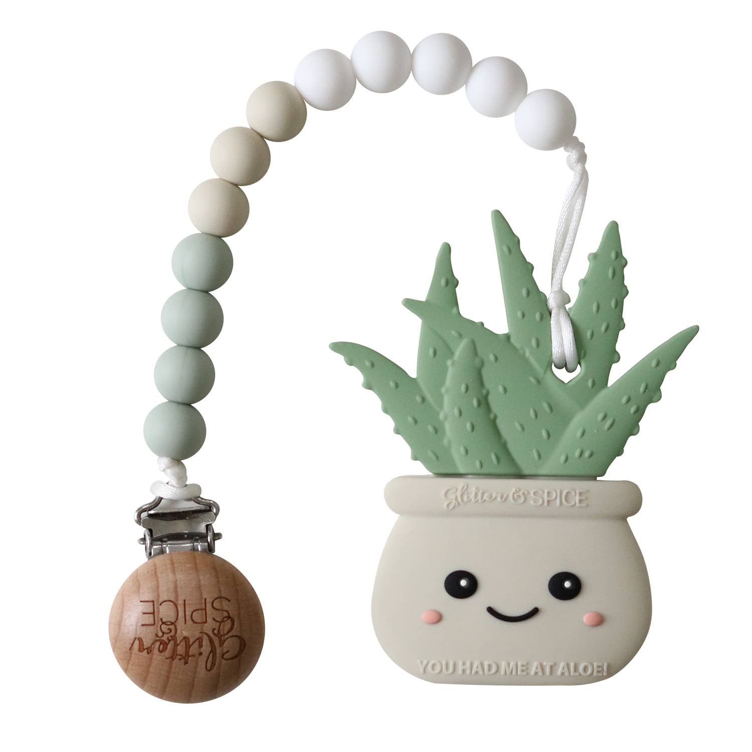 Glitter & Spice - Aloe Plant Teether - Sandy Gray