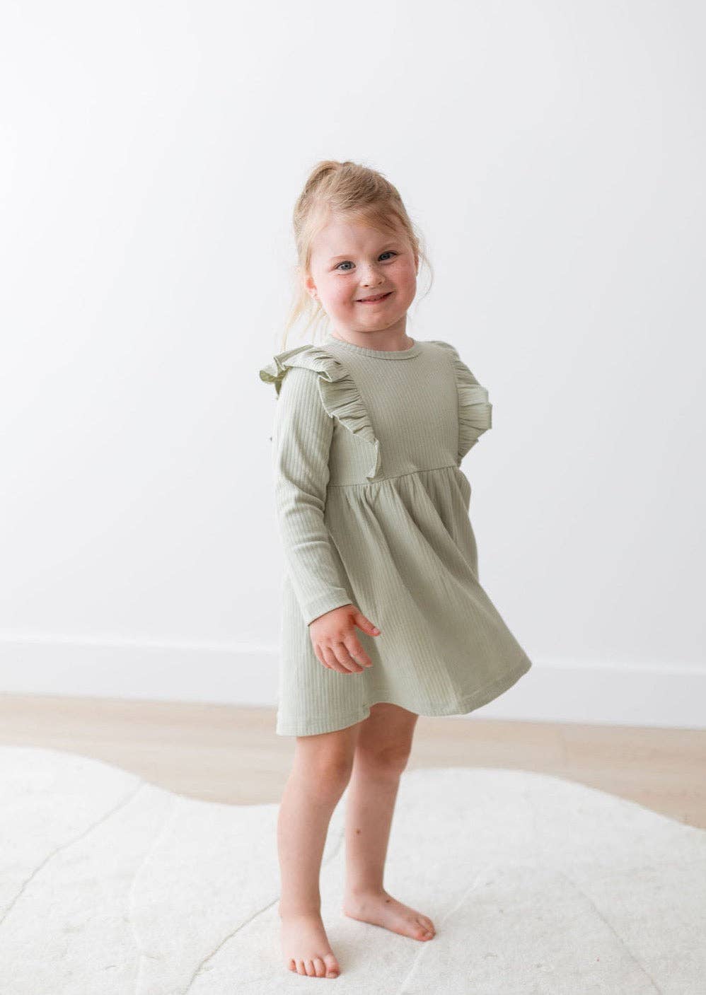 Mila & Co. - Ribbed Flutter Dress | Pistachio
